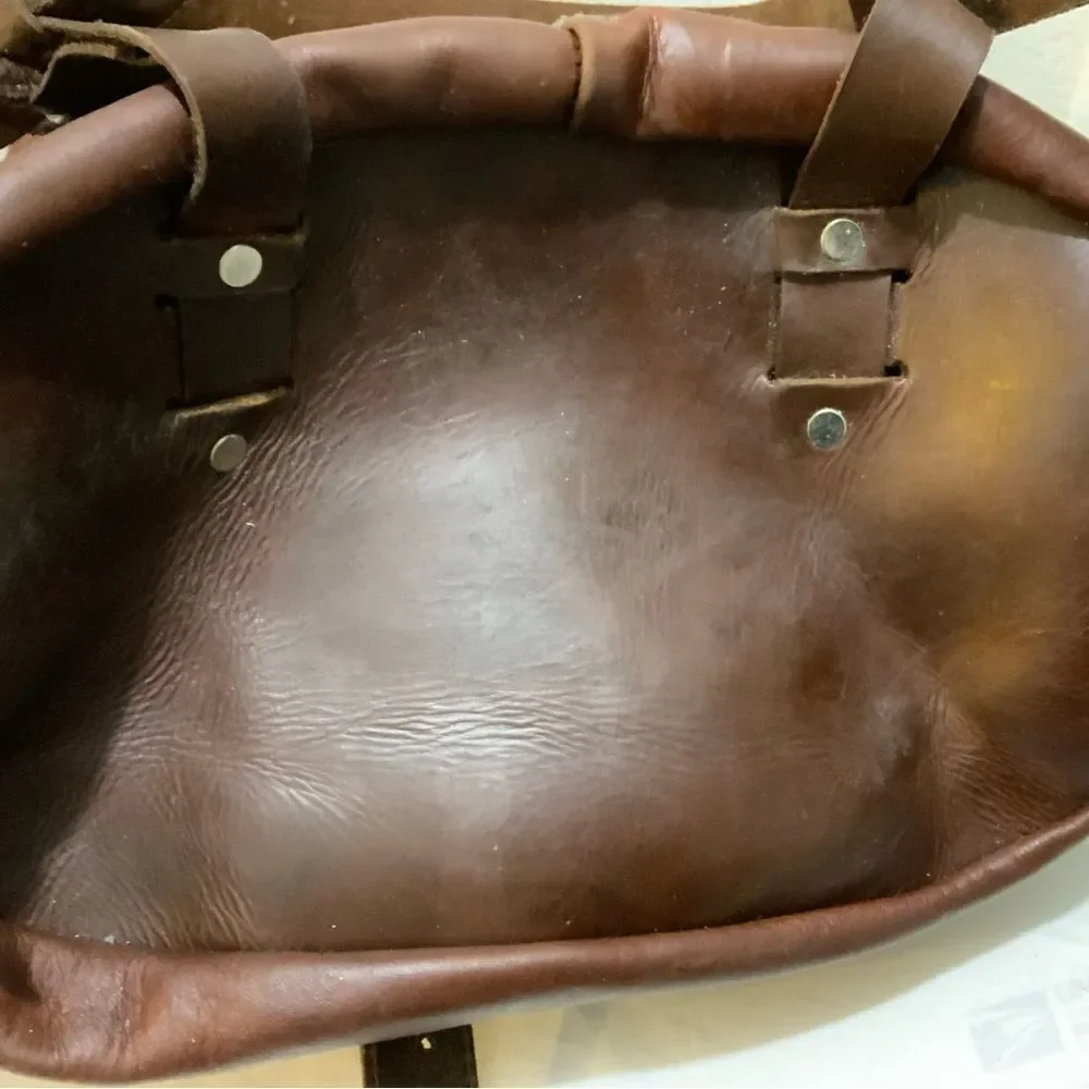 Vintage brown Leather Backpack With Front Compartment handmade